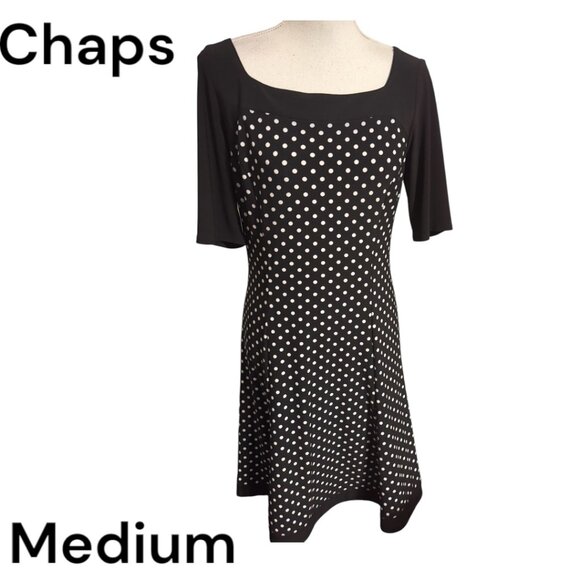 CHAPS Dresses & Skirts - ❤️CHAPS  SPRING/SUMMER BLACK/WHITE POLKA DOT DRESS  MEDIUM    #CL